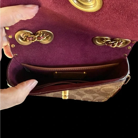 Coach Studded Signature Canvas Chain Crossbody Bag - Picture 9 of 11